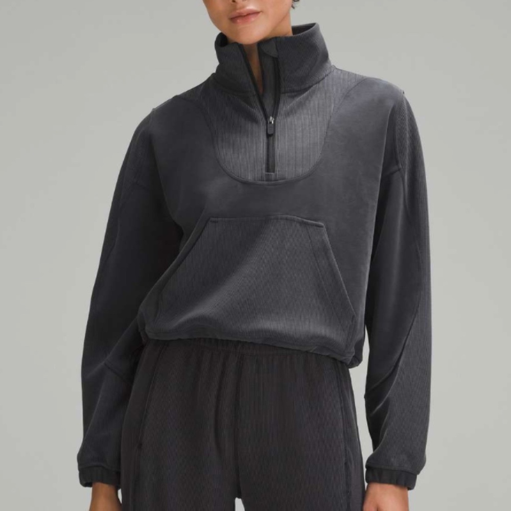Lululemon Brushed Softstreme Ribbed Half Zip | Black | Size 10